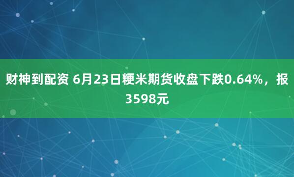 财神到配资 6月23日粳米期货收盘下跌0.64%，报3598元