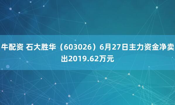 牛配资 石大胜华（603026）6月27日主力资金净卖出2019.62万元