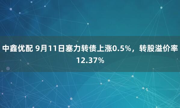 中鑫优配 9月11日塞力转债上涨0.5%，转股溢价率12.37%